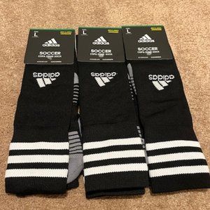 ADIDAS NWT SOCCER COPA ZONE SOCKS 3 PACK BLACK/WHITE LARGE